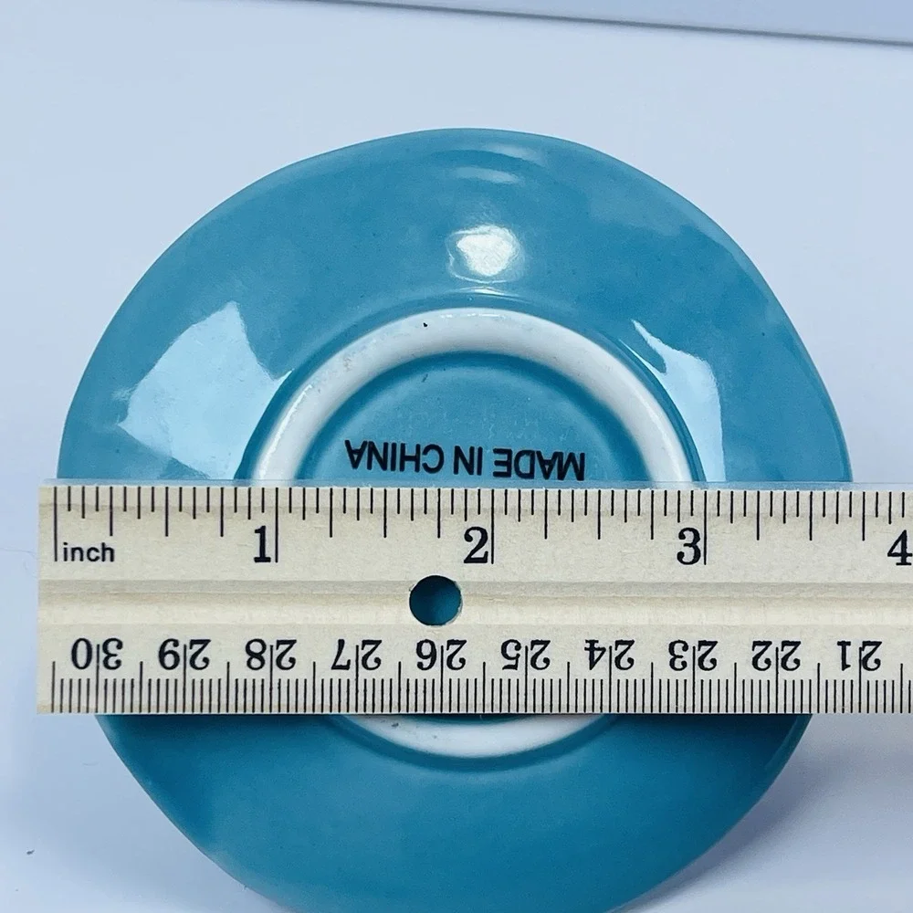 Ceramic Blue Owl Round Trinket Jewelry Holder Dish